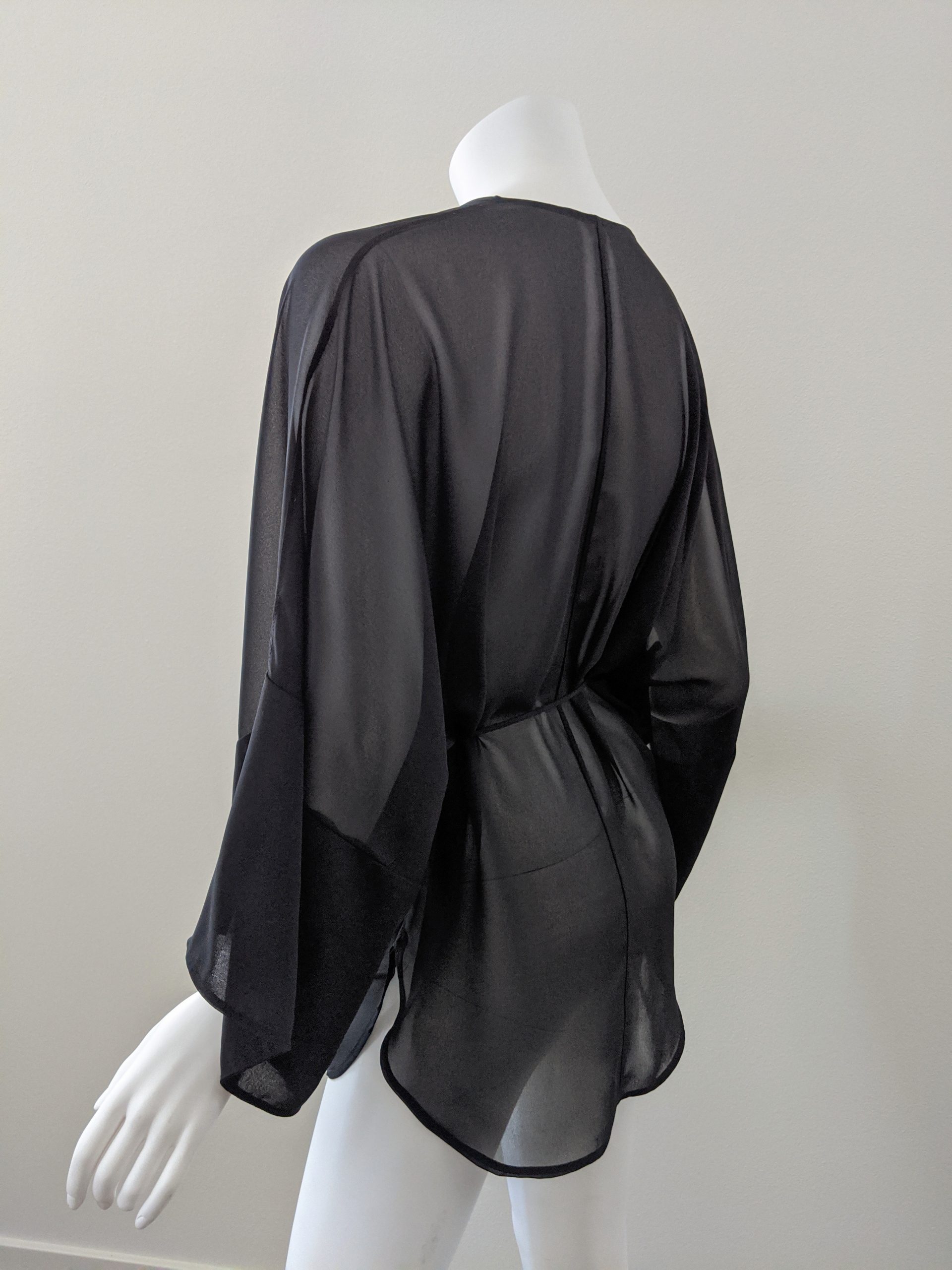 Black Sheer Robe Kimono Cover Up Handmade Sheer Shawl